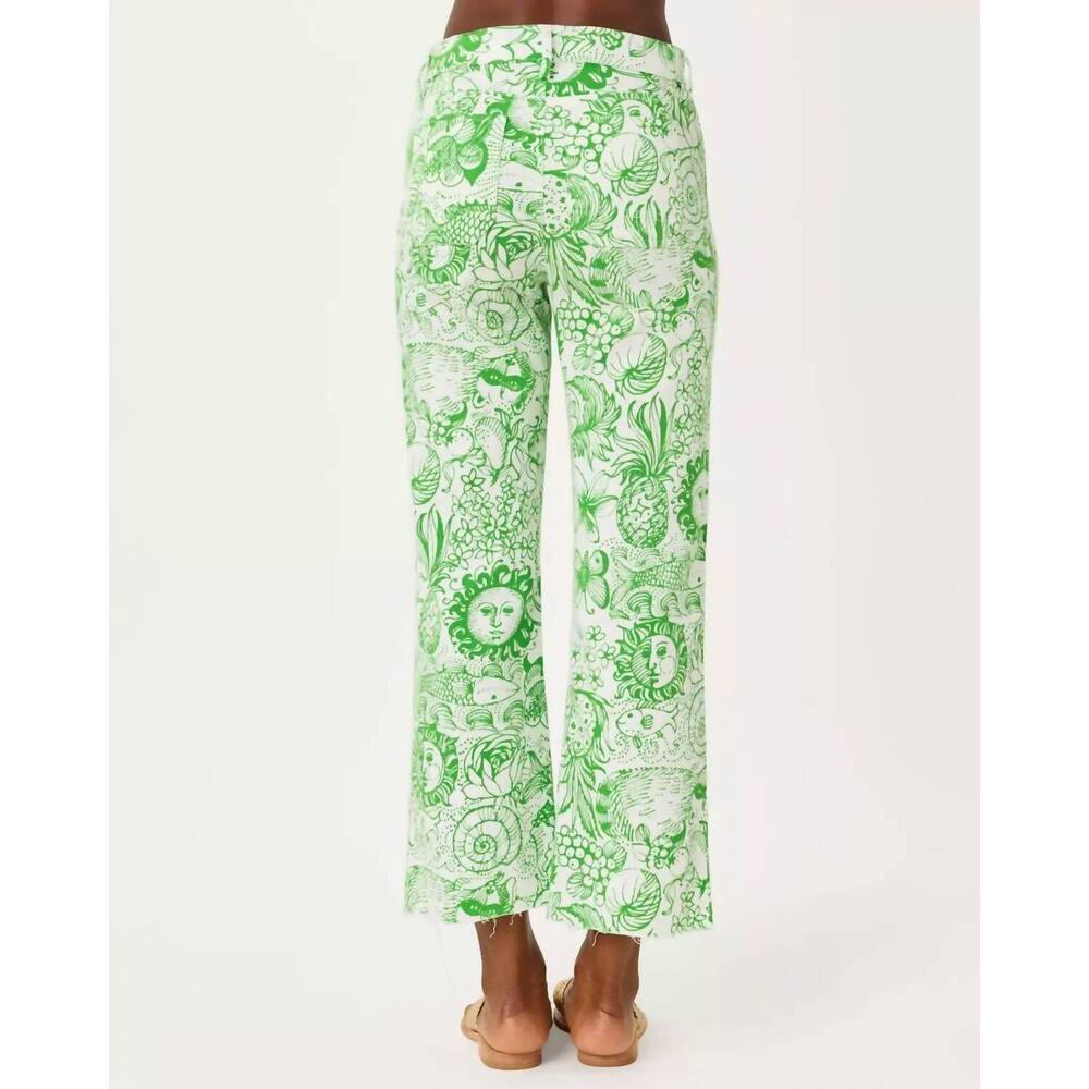 NEW LILLY PULITZER harleen high rise crop jean in putting green fleur de lilly - Picture 3 of 7